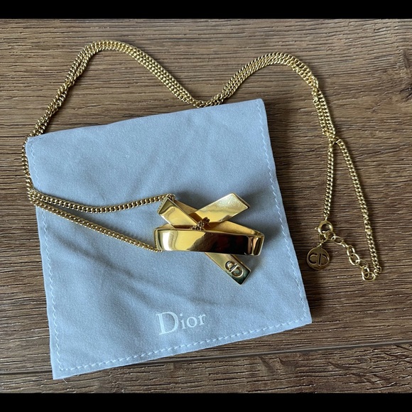 CHRISTIAN DIOR-AUTHENTIC Gold Pendant/Necklace - Picture 3 of 16